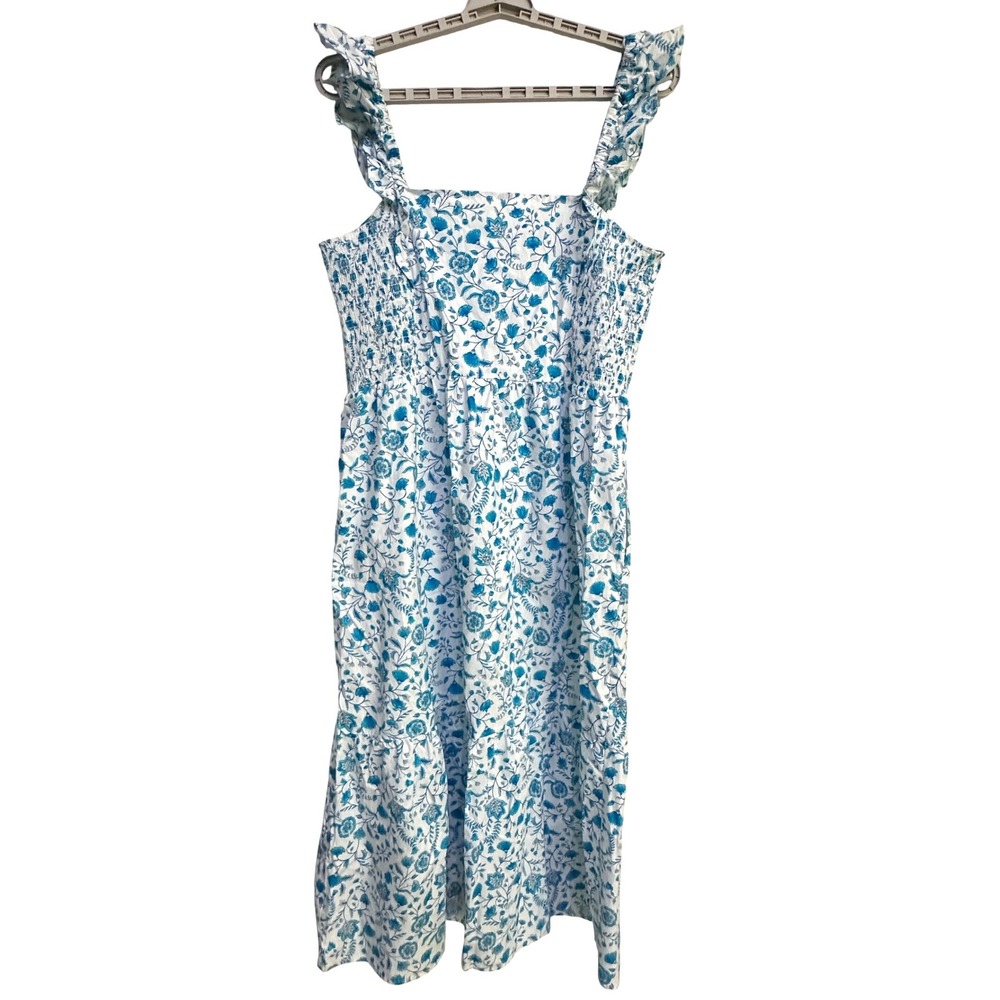 Draper James Floral Midi Sundress XL Smocked Ruffle Costal‎ Cottagecore Coquette